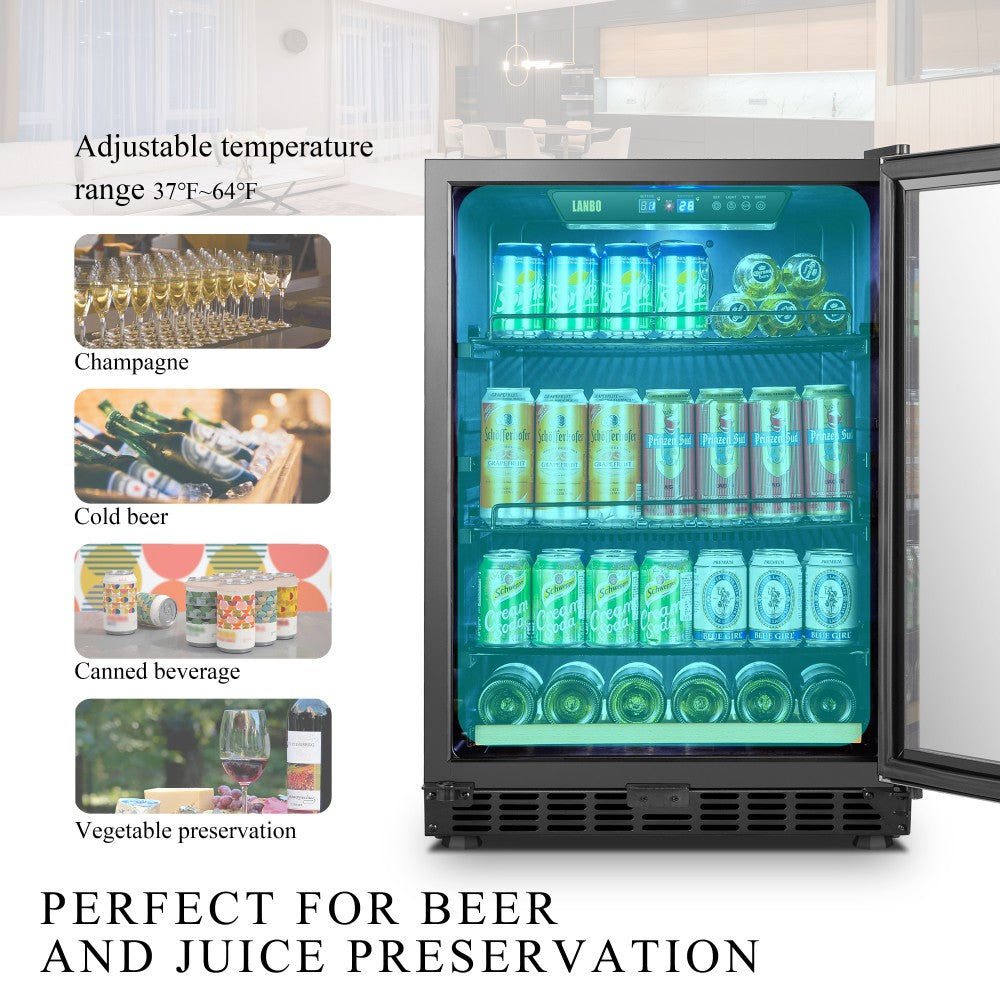 Lanbo Appliances 110 Cans 6 Bottles Beverage Cooler