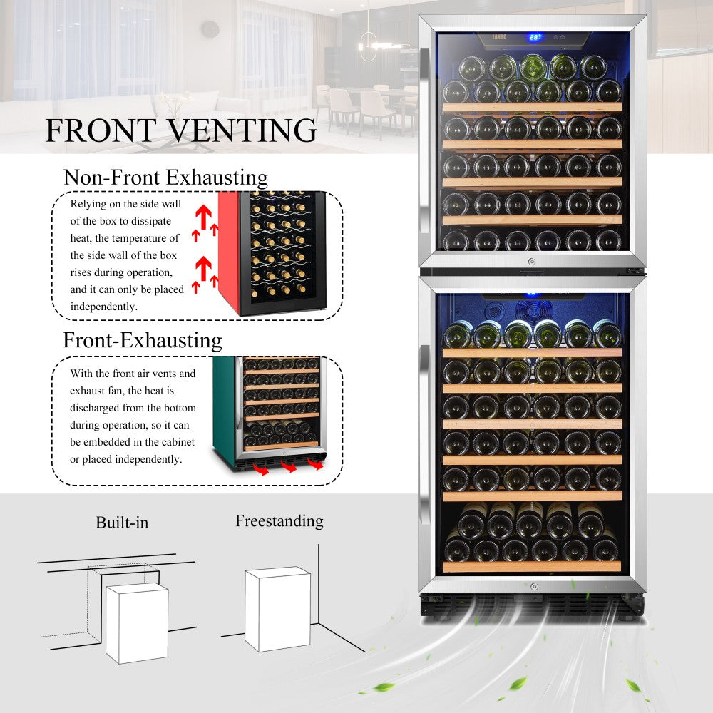 Lanbo Appliances 133 Bottle Dual Door Wine Cooler