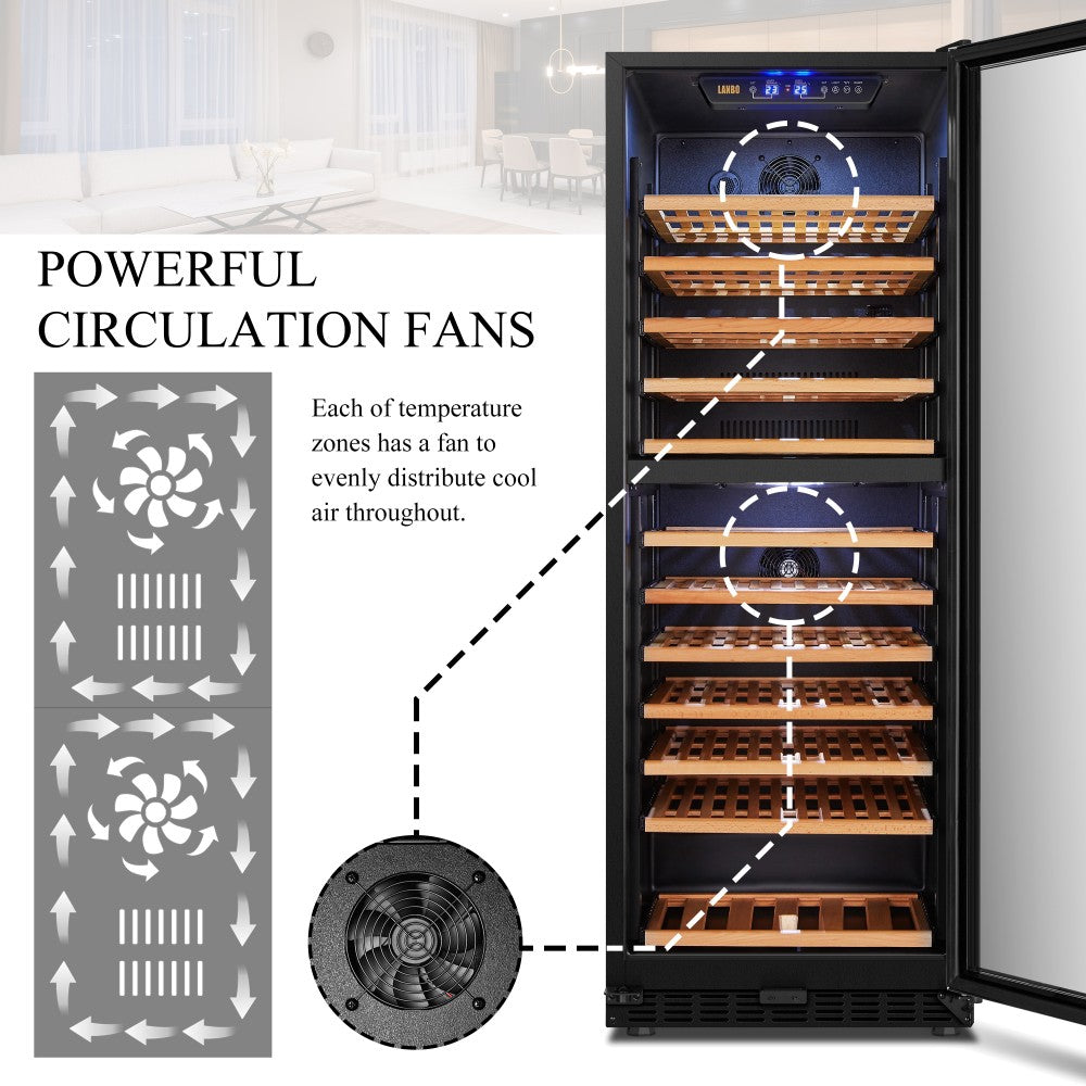 Lanbo Appliances 138 Bottle Dual Zone Wine Cooler
