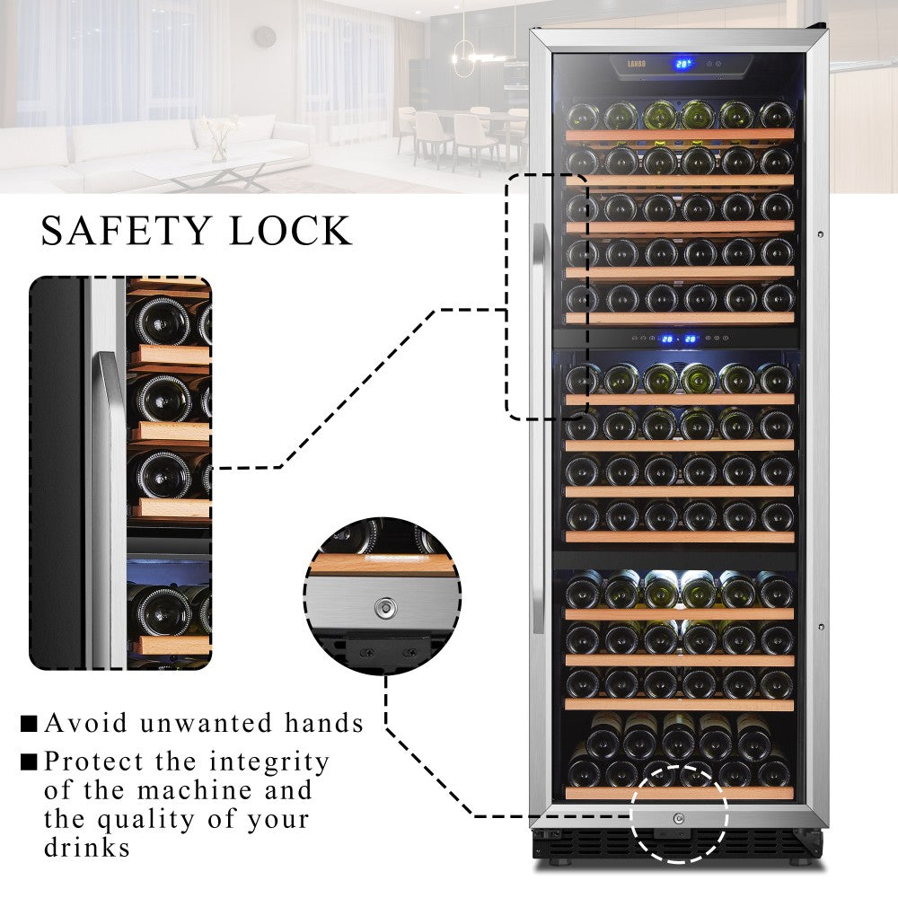 Lanbo Appliances 149 Bottle Triple Zone Wine Cooler