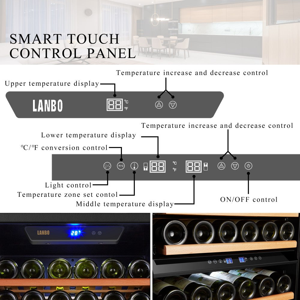 Lanbo Appliances 149 Bottle Triple Zone Wine Cooler