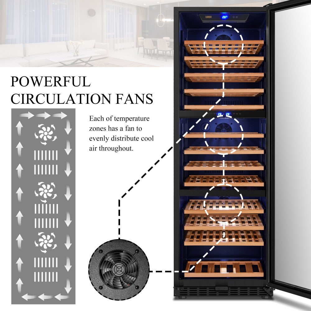 Lanbo Appliances 149 Bottle Triple Zone Wine Cooler