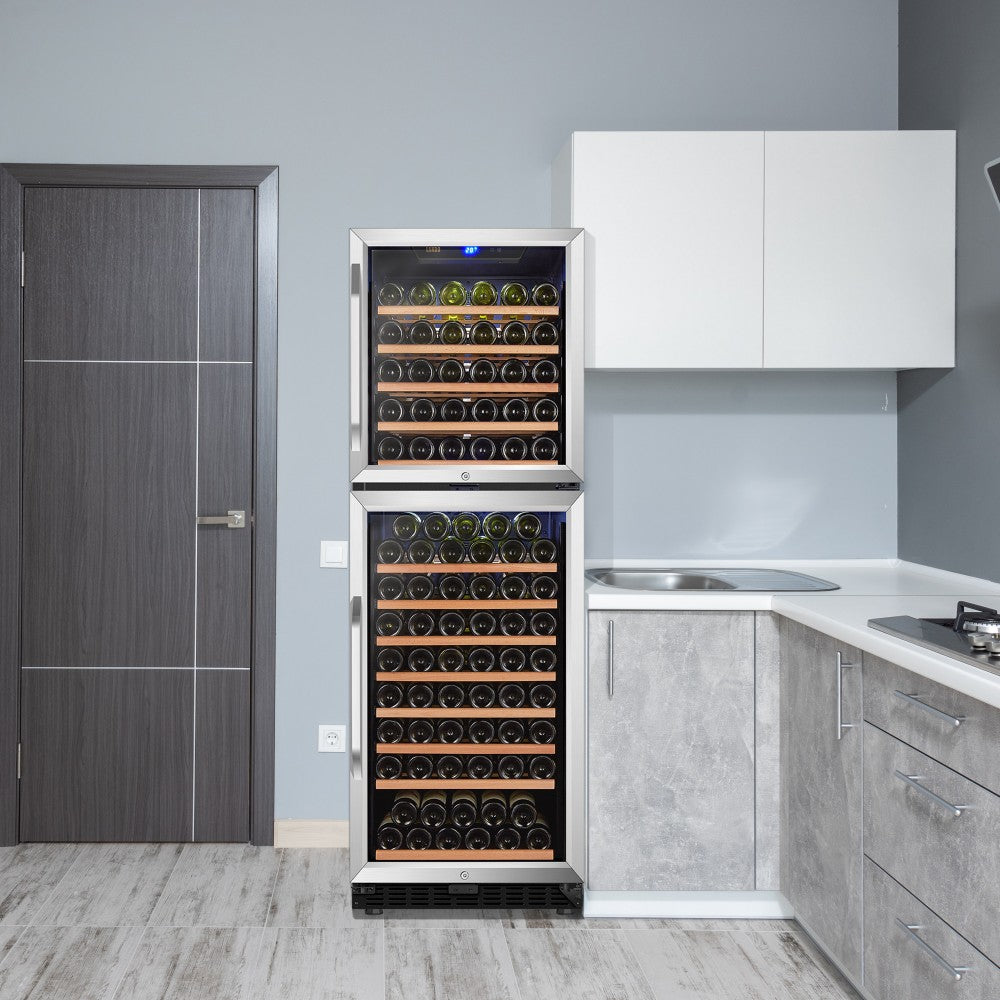 Lanbo Appliances 152 Bottles Dual Door Dual Zone Wine Cooler