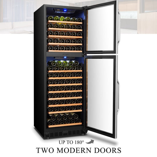 Lanbo Appliances 152 Bottles Dual Door Dual Zone Wine Cooler