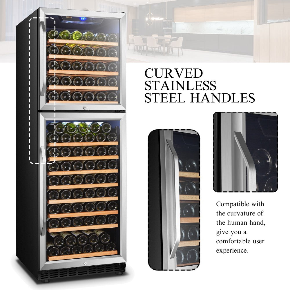 Lanbo Appliances 152 Bottles Dual Door Dual Zone Wine Cooler