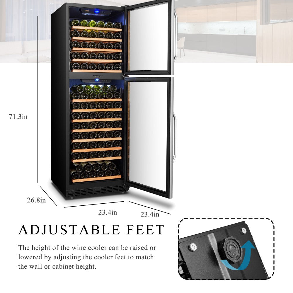 Lanbo Appliances 152 Bottles Dual Door Dual Zone Wine Cooler