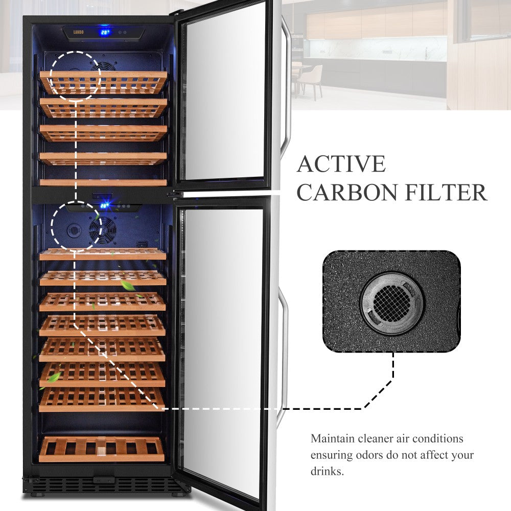 Lanbo Appliances 152 Bottles Dual Door Dual Zone Wine Cooler