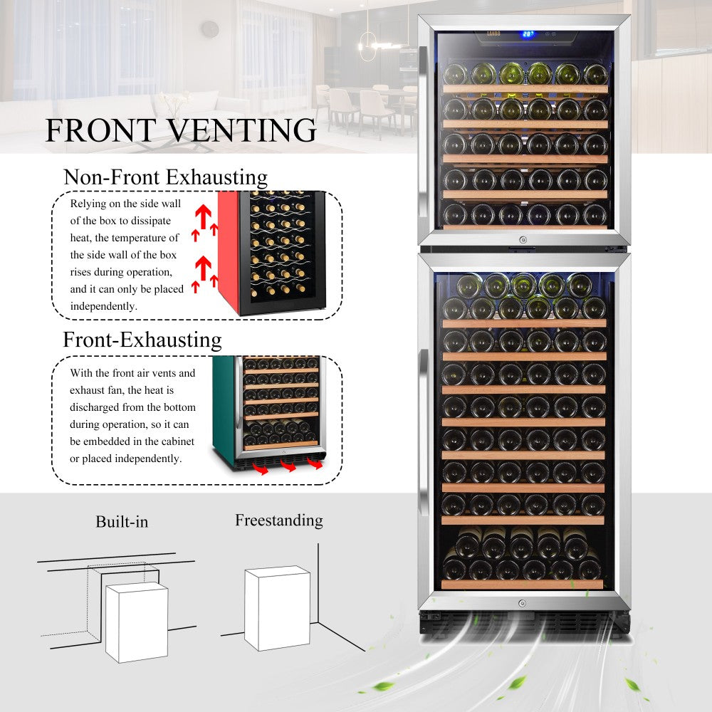 Lanbo Appliances 152 Bottles Dual Door Dual Zone Wine Cooler