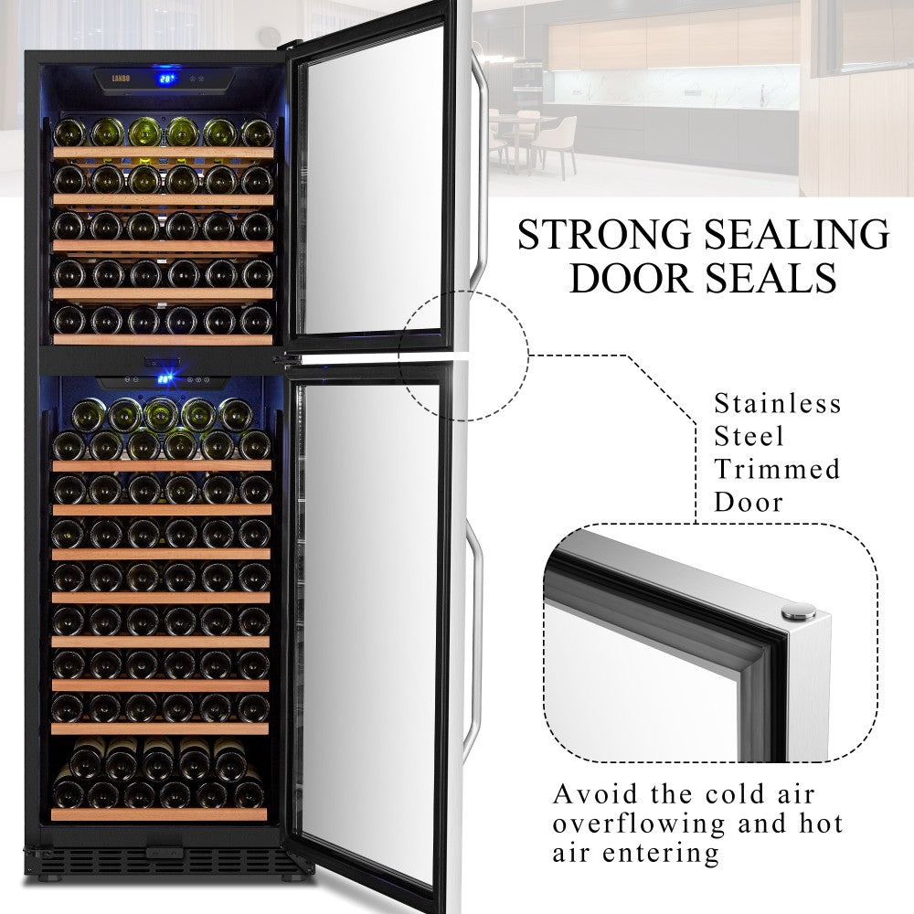 Lanbo Appliances 152 Bottles Dual Door Dual Zone Wine Cooler