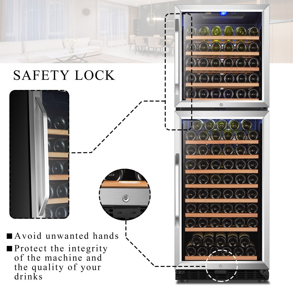 Lanbo Appliances 152 Bottles Dual Door Dual Zone Wine Cooler