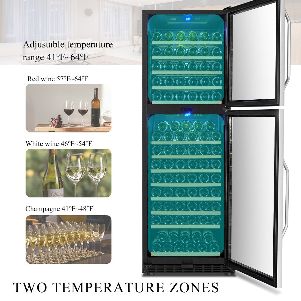 Lanbo Appliances 152 Bottles Dual Door Dual Zone Wine Cooler