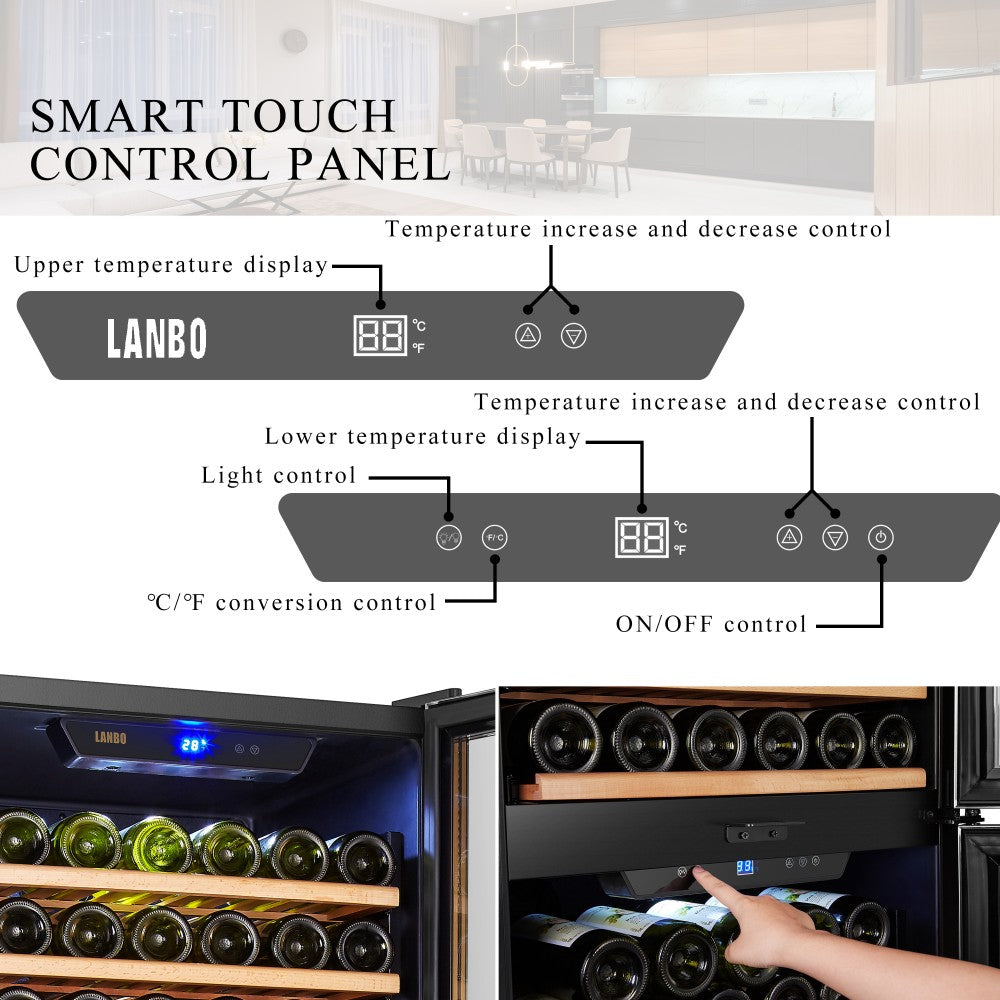 Lanbo Appliances 152 Bottles Dual Door Dual Zone Wine Cooler