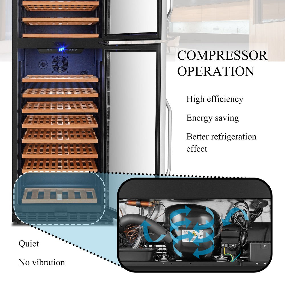 Lanbo Appliances 152 Bottles Dual Door Dual Zone Wine Cooler