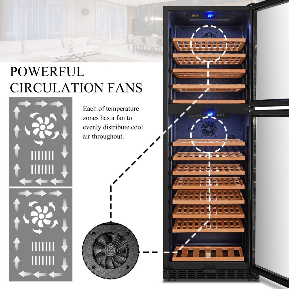 Lanbo Appliances 152 Bottles Dual Door Dual Zone Wine Cooler