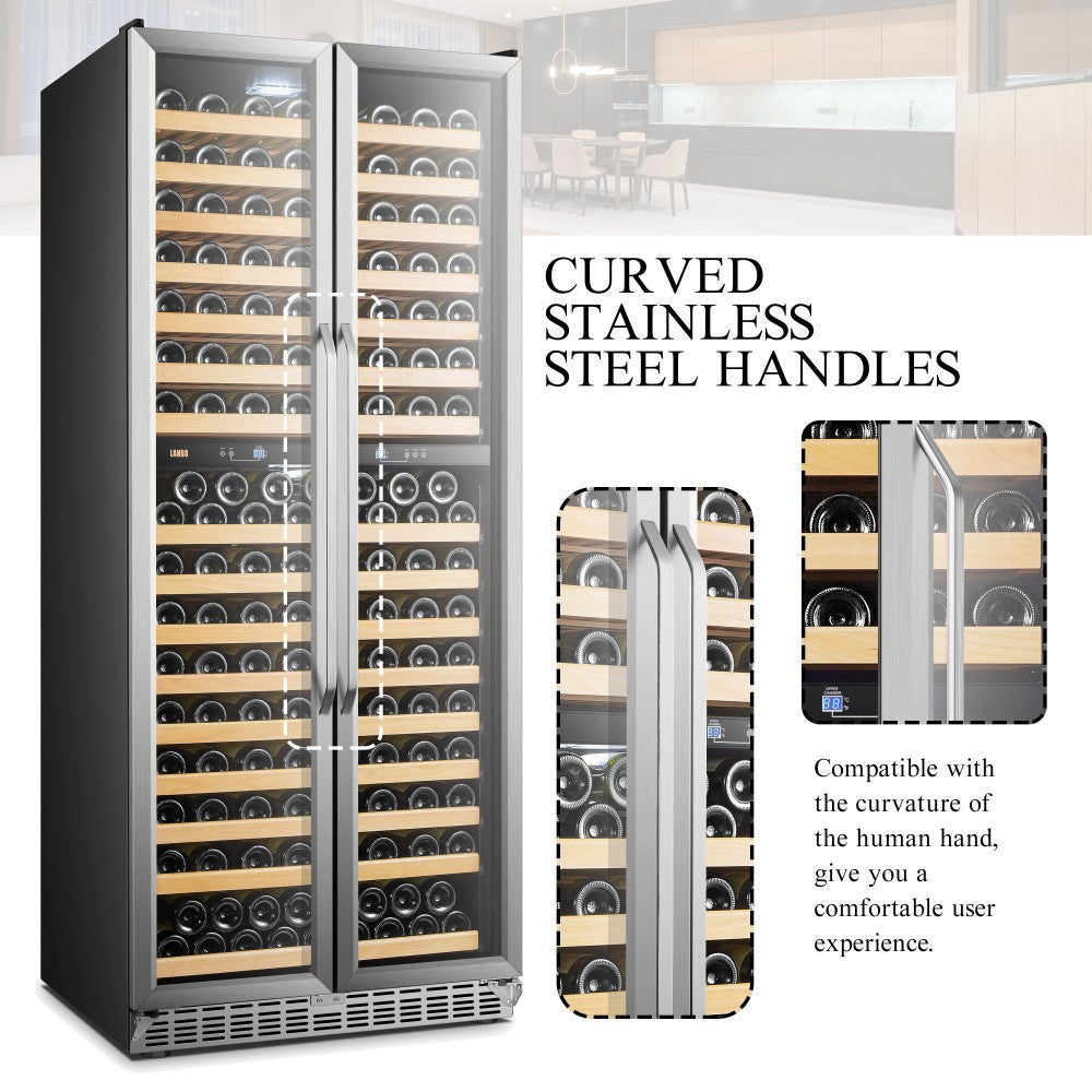 Lanbo Appliances Luxury 287 Bottles Dual Door Wine Cooler