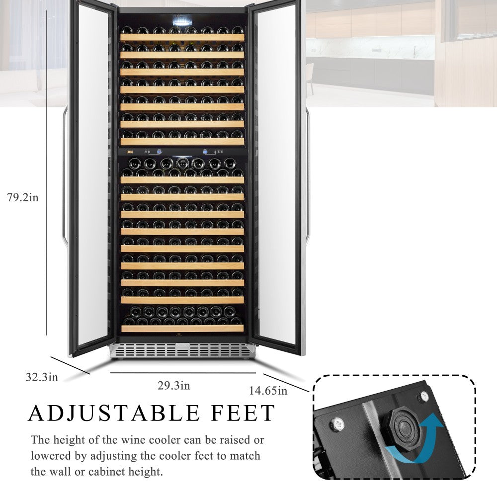 Lanbo Appliances Luxury 287 Bottles Dual Door Wine Cooler