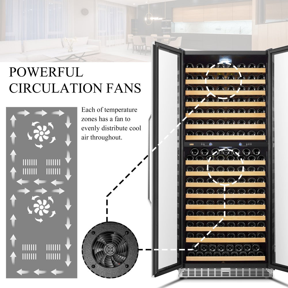 Lanbo Appliances Luxury 287 Bottles Dual Door Wine Cooler