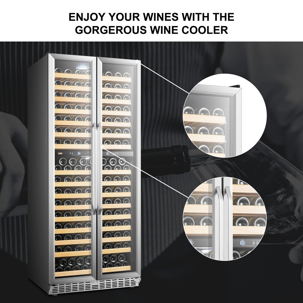 Lanbo Appliances Luxury 287 Bottles Dual Door Wine Cooler