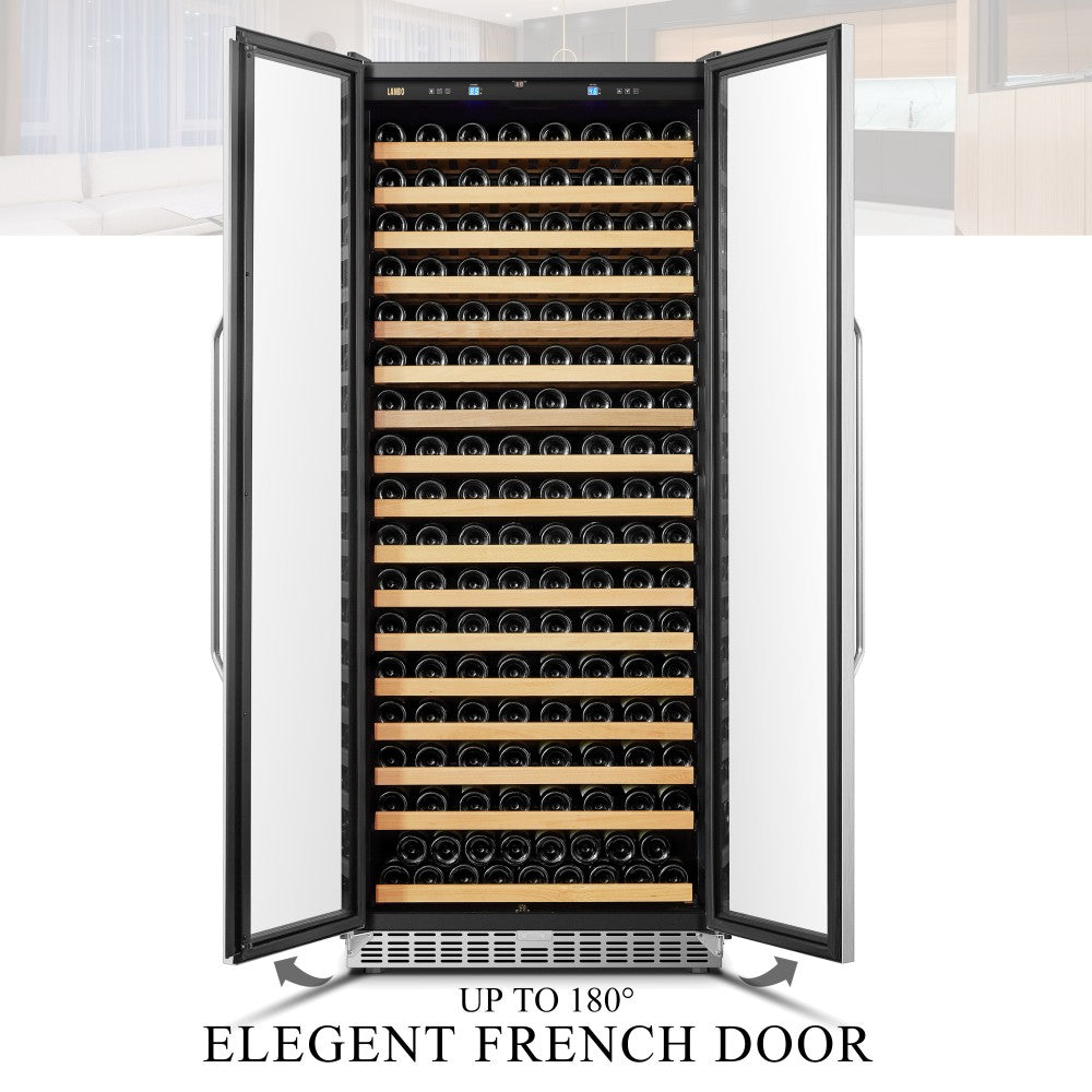 Lanbo Appliances Luxury 289 Bottles Dual Door Wine Cooler