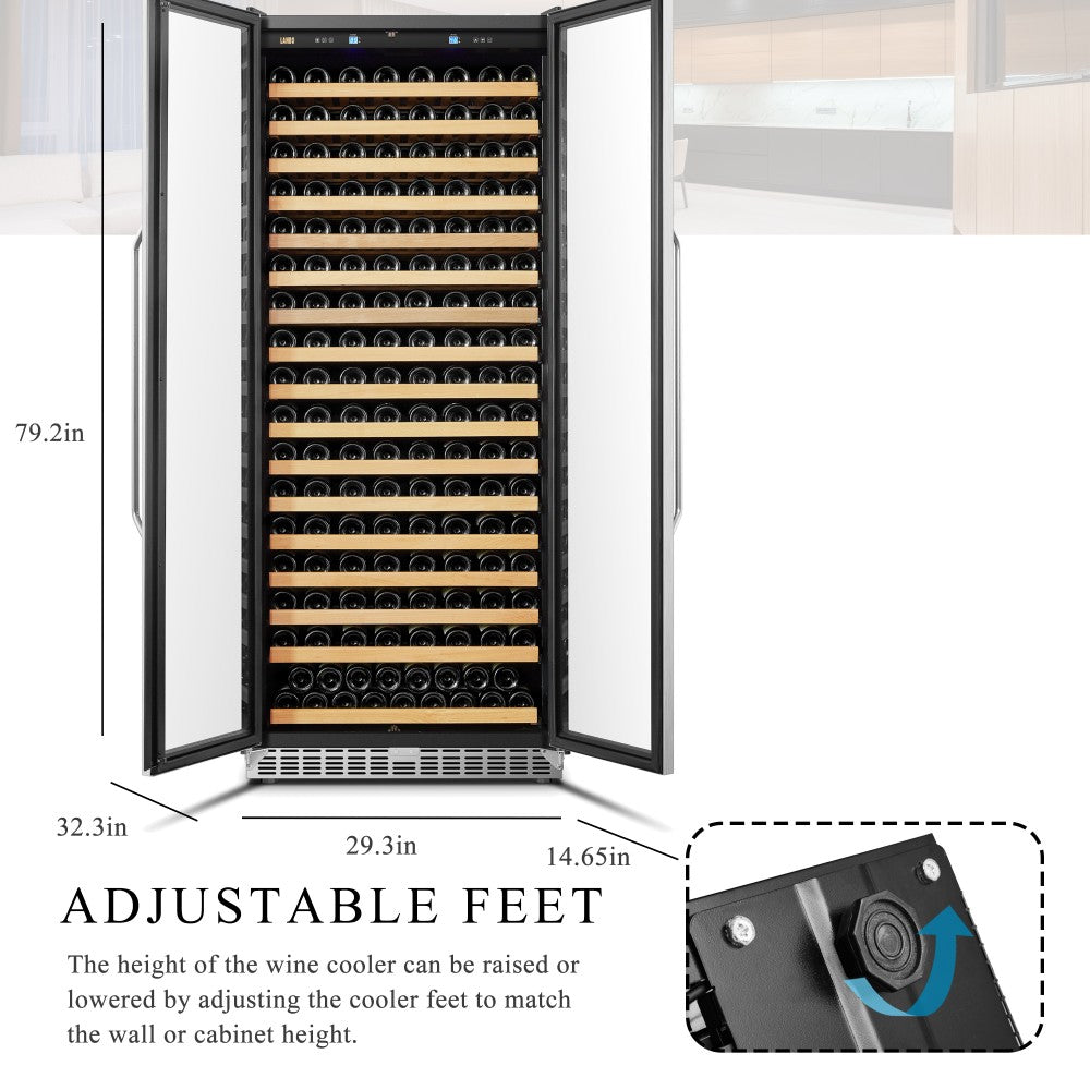 Lanbo Appliances Luxury 289 Bottles Dual Door Wine Cooler