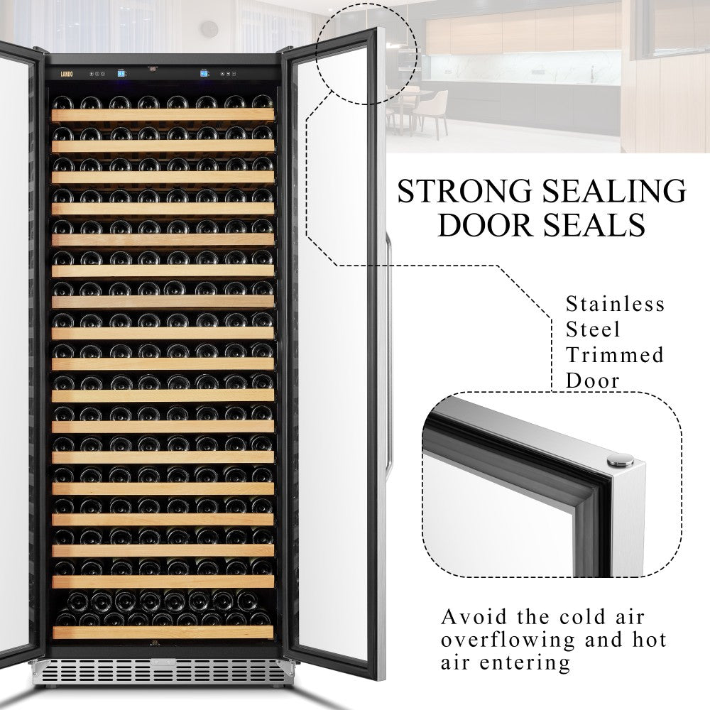 Lanbo Appliances Luxury 289 Bottles Dual Door Wine Cooler
