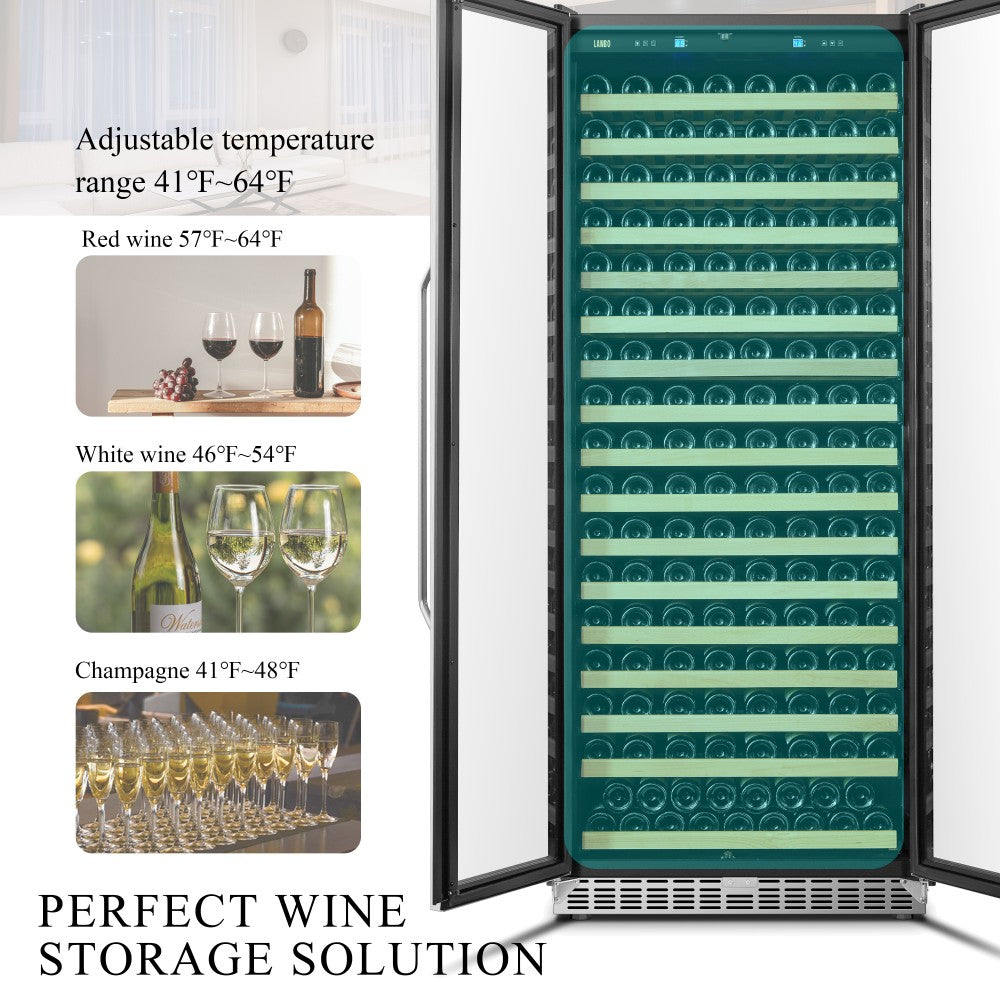 Lanbo Appliances Luxury 289 Bottles Dual Door Wine Cooler