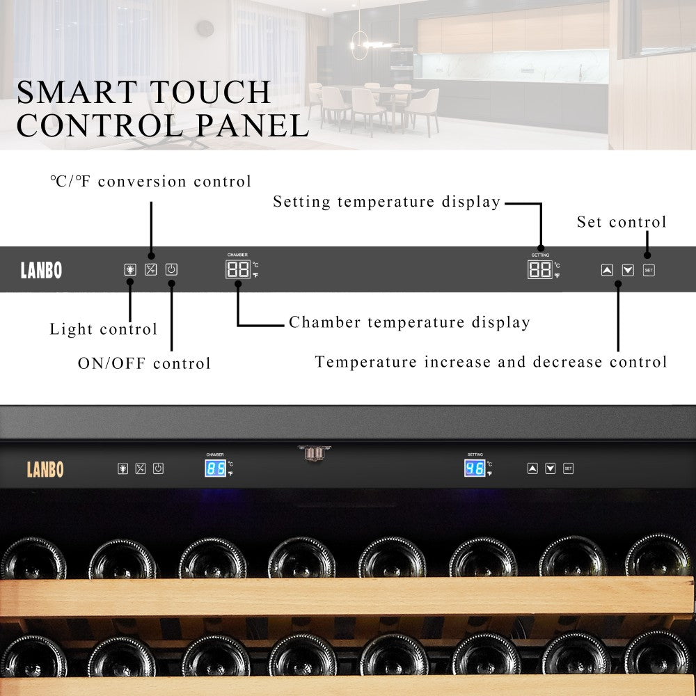 Lanbo Appliances Luxury 289 Bottles Dual Door Wine Cooler
