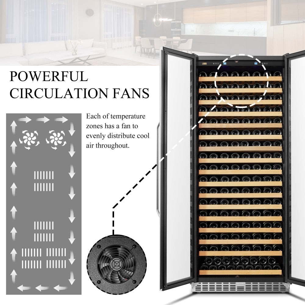 Lanbo Appliances Luxury 289 Bottles Dual Door Wine Cooler
