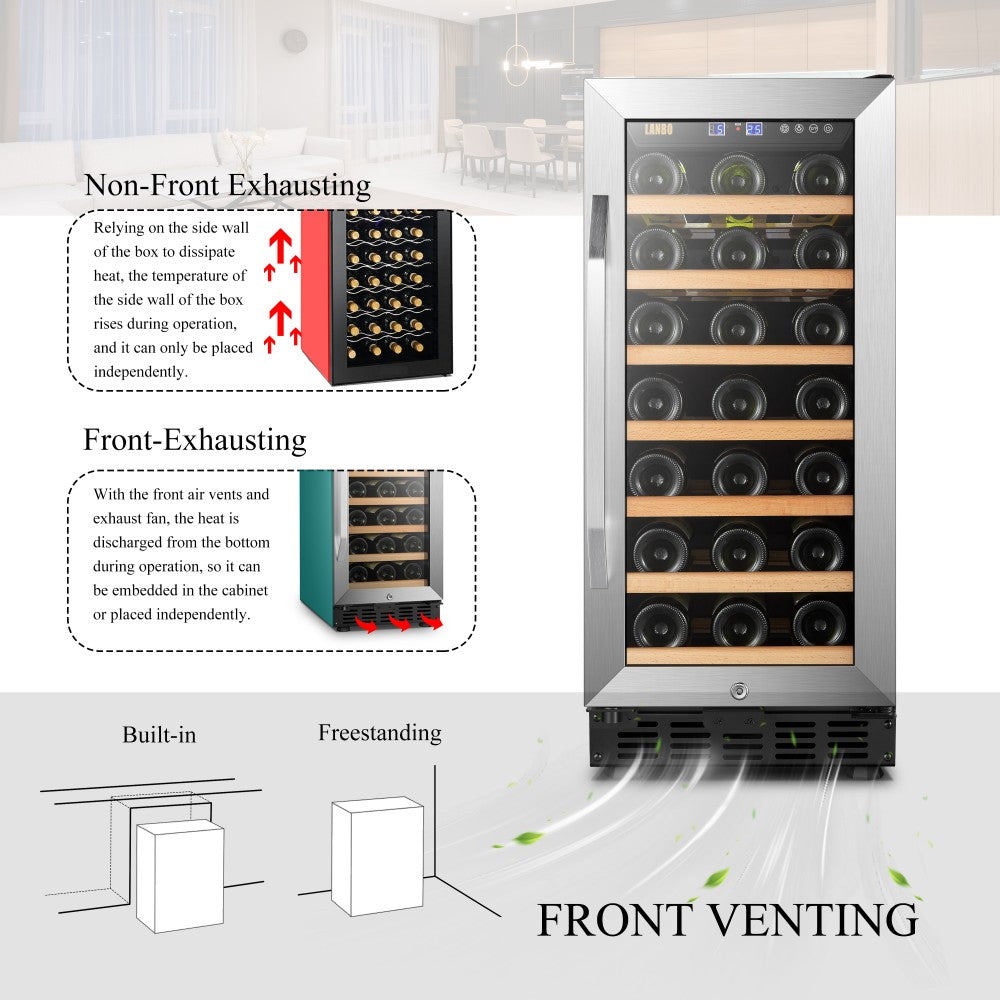 Lanbo Appliances 33 Bottle Single Zone Wine Cooler