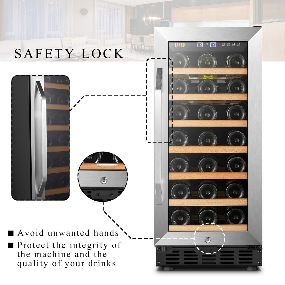 Lanbo Appliances 33 Bottle Single Zone Wine Cooler