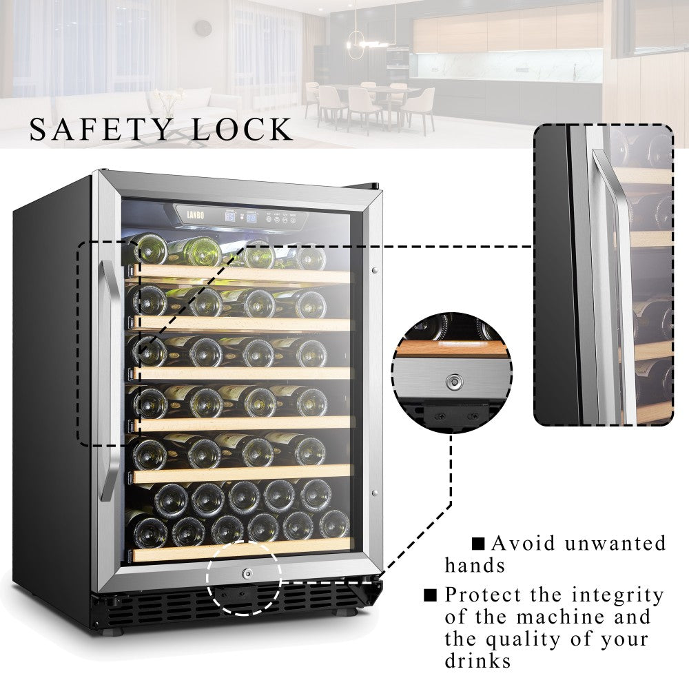 Lanbo Appliances 52 Bottle Single Zone Wine Cooler