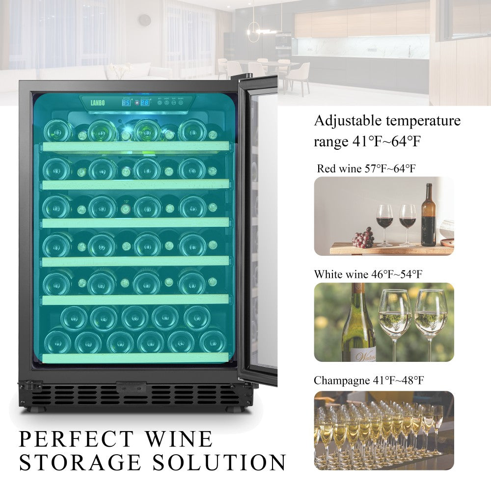 Lanbo Appliances 52 Bottle Single Zone Wine Cooler