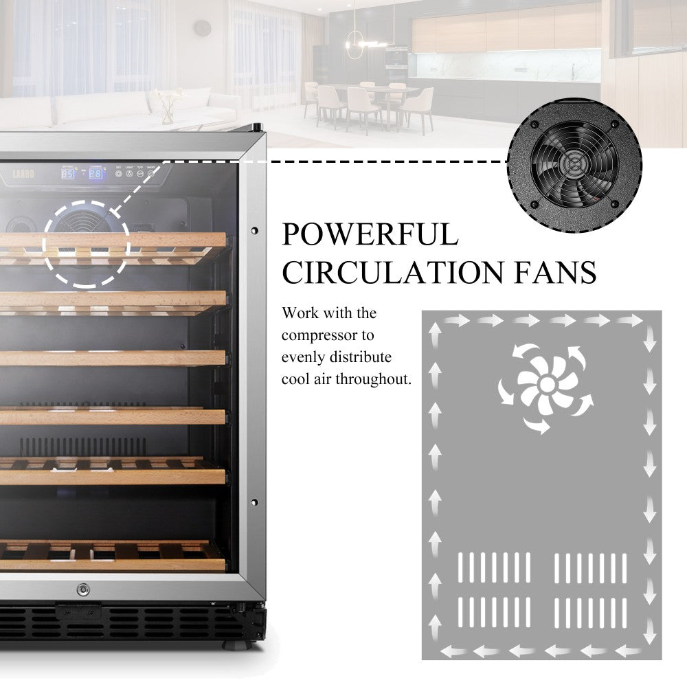 Lanbo Appliances 52 Bottle Single Zone Wine Cooler