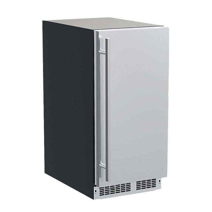 Marvel 15 inch Low Profile Nugget Ice Machine Pump Stainless Steel Solid Reversible Door