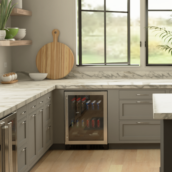 Marvel 24-In Built-In Beverage Center With 3-In-1 Convertible Shelves Stainless Stee Reversible Glass Door