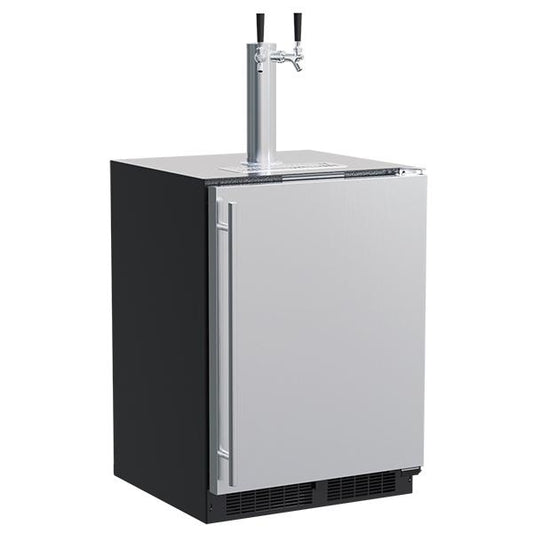 Marvel 24-in Built-in Dispenser with Twin Beer & Beverage Tap Stainless Steel Solid Reversible Door
