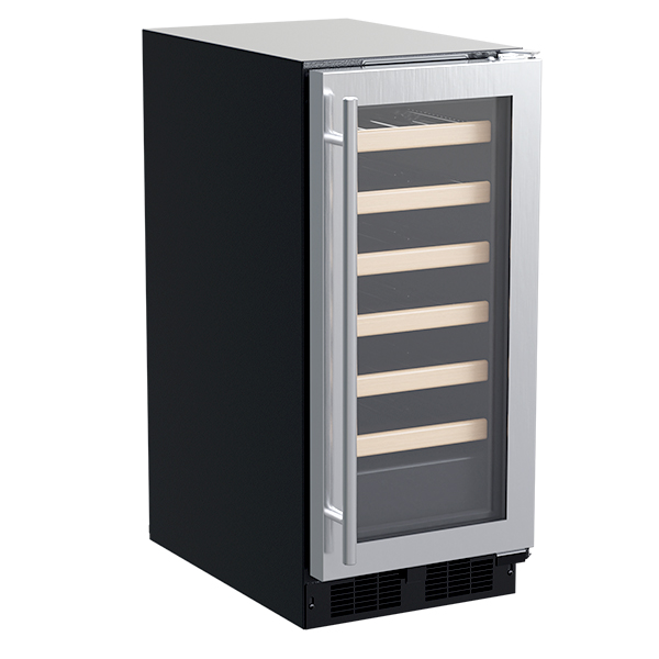 Marvel 15-In Built-In High-Efficiency Single Zone Wine Refrigerator Stainless Steel Glass Reversible Door