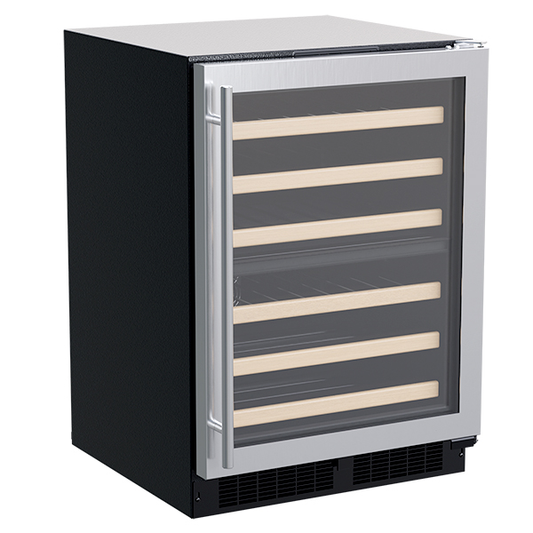Marvel 24-In Built-In High-Efficiency Dual Zone Wine Refrigerator Stainless Steel Glass Reversible Door