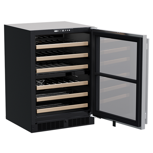 Marvel 24-In Built-In High-Efficiency Dual Zone Wine Refrigerator Stainless Steel Glass Reversible Door