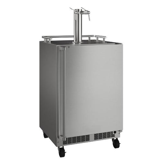Marvel 24-in Outdoor Mobile Dispenser with Twin Wine & Beverage Tap Stainless Steel Lock Reversible Door