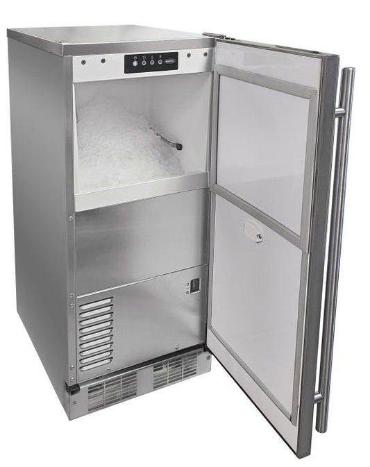 Marvel 15 inch Outdoor Nugget Ice Machine  Stainless Steel Solid Reversible Door