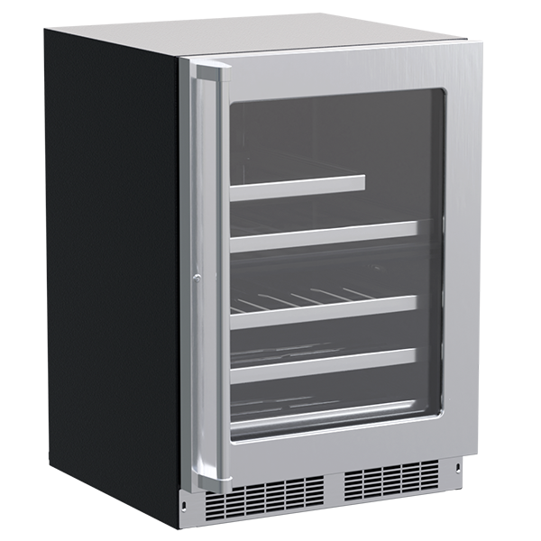 Marvel 24-In Professional Built-In Dual Zone Wine And Beverage Center Stainless Steel Glass Lock Reversible Door
