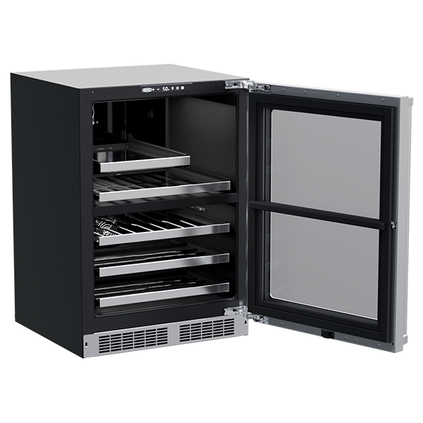 Marvel 24-In Professional Built-In Dual Zone Wine And Beverage Center Stainless Steel Glass Lock Reversible Door
