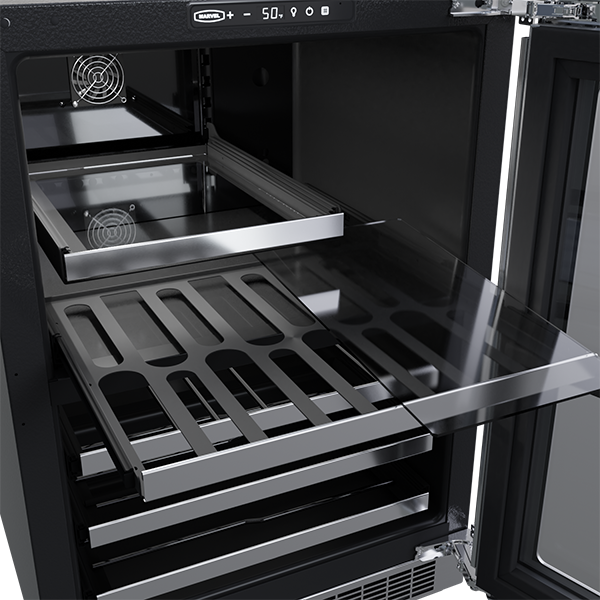 Marvel 24-In Professional Built-In Dual Zone Wine And Beverage Center Stainless Steel Glass Lock Reversible Door