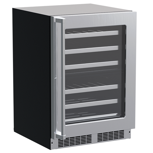 Marvel 24-In Professional Built-In Dual Zone Wine Refrigerator Stainless Steel Glass Lock Reversible Door