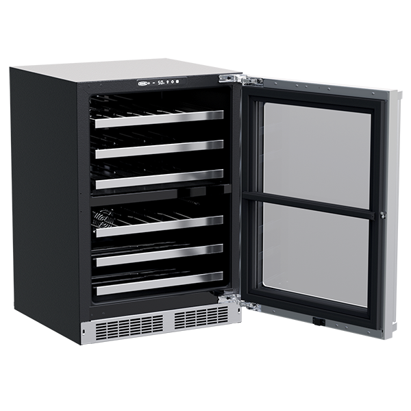 Marvel 24-In Professional Built-In Dual Zone Wine Refrigerator Stainless Steel Glass Lock Reversible Door