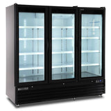 Maxx Cold 81 Inch Triple Glass Door Merchandiser Refrigerator, Large Storage Capacity