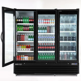 Maxx Cold 81 Inch Triple Glass Door Merchandiser Refrigerator, Large Storage Capacity