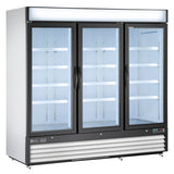 Maxx Cold 81 Inch Triple Swing Glass Door Merchandiser Refrigerator Free Standing, 72 Cu. Ft