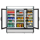Maxx Cold 81 Inch Triple Swing Glass Door Merchandiser Refrigerator Free Standing, 72 Cu. Ft
